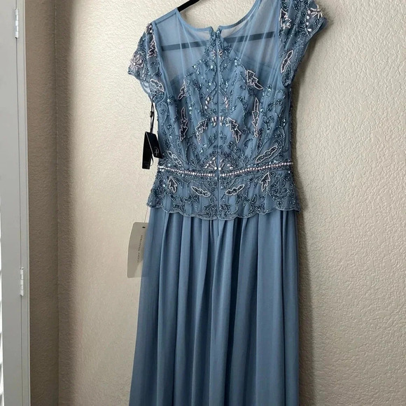 NWT Adrianna Papell Women's Beaded Bodice Formal Maxi Dress with GGT Skirt Blue - Picture 6 of 12